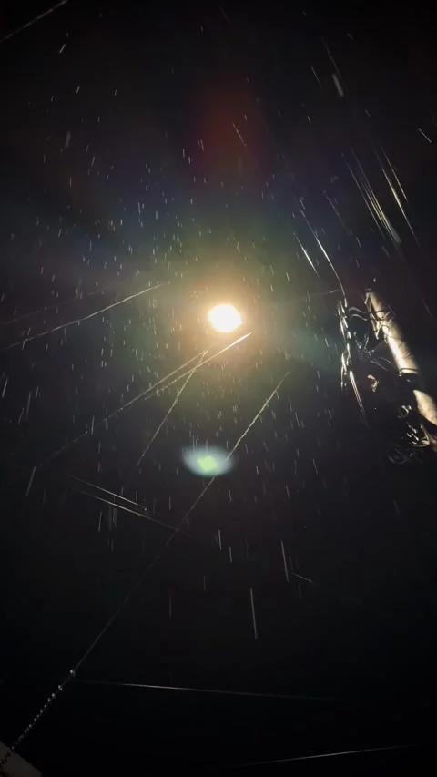 Rainfall Under the Streetlight Stock Footage 305261421