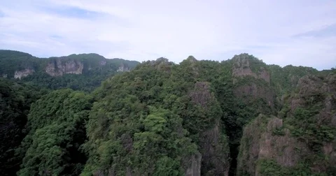 Rainforest Covered Cliffs Overlooking Railay Beach, Krabi, Thailand, Aerial Stock Footage 78658840