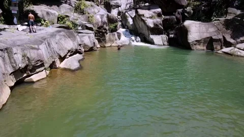 Rainforest fly over water Stock Footage 202073464