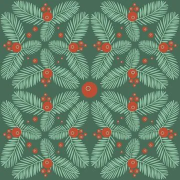 Rainforest seamless pattern on green background, palm leaf, trendy illustrati Stock Illustration