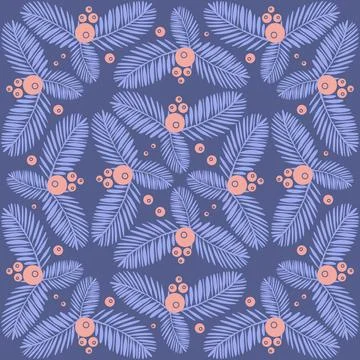 Rainforest seamless pattern on purple background, palm leaf, vector illustrat イラスト素材