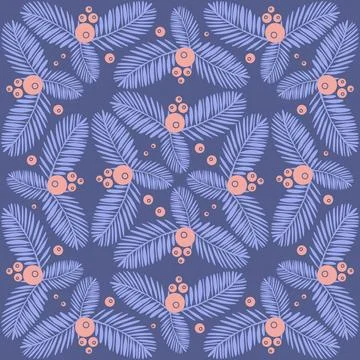 Rainforest seamless pattern on purple background, palm leaf, illustration f.. Stock Illustration