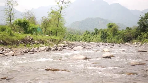 Rainforest water flowing from the mountain river. Stock-Footage 274869207