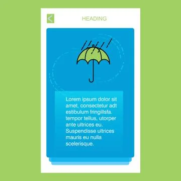Raining and Umbrella mobile vertical banner design design. Vector Stock Illustration