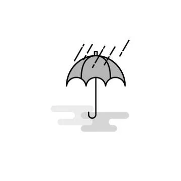 Raining and Umbrella Web Icon. Flat Line Filled Gray Icon Vector Stock Illustration