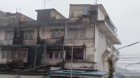 Raining in Bangkok, old building background Stock Footage 292208835