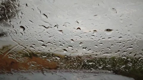 Raining at the beach, View from inside the car. Stock Footage 158697067