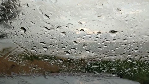 Raining at the beach, View from inside the car. Stock Footage 158697388