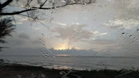 Raining at the beach, View from inside the car. Stock Footage 158697634