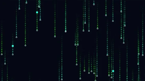 Raining binary code background featuring green digital numbers falling Stock Footage 346503765