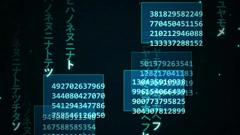 Raining binary code. Blue digital data streams with falling alphanumeric Stock Footage 341236614