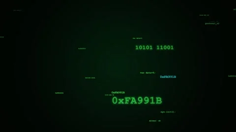 Raining binary code. Digital green computer code and binary on black background Stock Footage 341236703