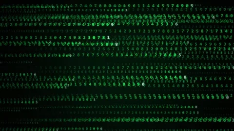 Raining binary code. Falling green and white digital numeric code on black Stock Footage 341236782