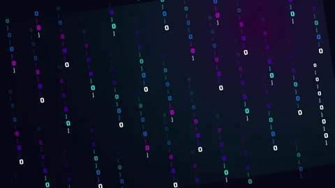 Raining binary code falling through a dark digital space representing data Stock Footage 346503772