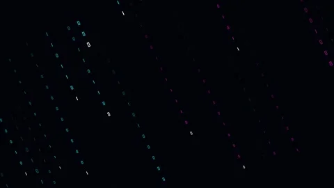 Raining binary code falling vertically on a dark background representing Stock-Footage 346503774