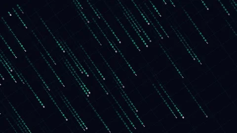 Raining binary code falling vertically in green digital matrix background Stock Footage 346503781