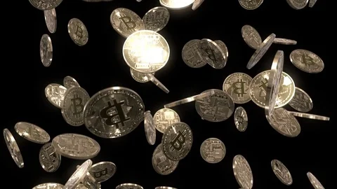 Raining Bitcoins on Black Stock Footage 85059894