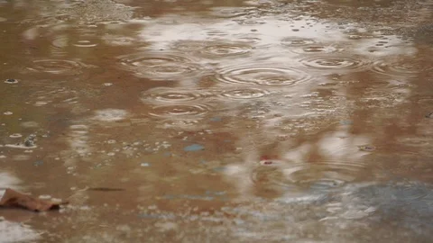 Raining on a cement floor Stock Footage 110514410