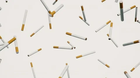 Raining Cigarettes Against White Stock Footage 58800166