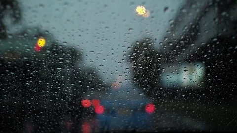 Raining in city while traffic jam in evening Stock Footage 78707885