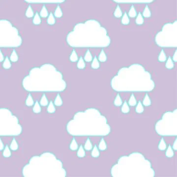 Raining cloud and falling drops seamless pattern Stock Illustration