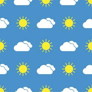 Raining cloud and falling drops seamless pattern Stock Illustration