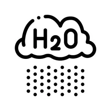 Raining Cloud H2O Rain Vector Thin Line Sign Icon Illustrazione stock