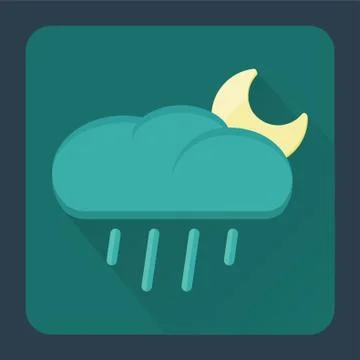 Raining Cloud With Moon Ilustração Stock