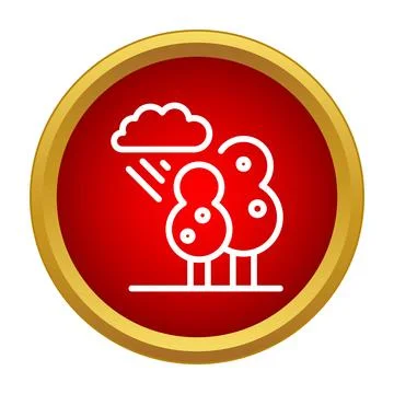 Raining cloud over trees weather forecast icon Ilustração Stock