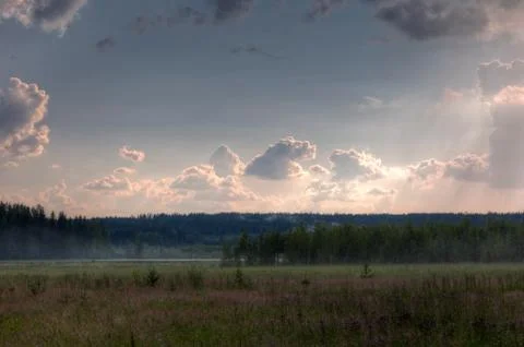 Raining clouds and fog forming Stock Photos