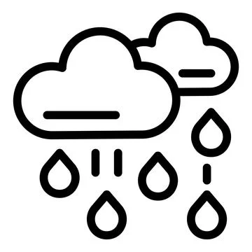 Raining clouds icon, outline style Stock Illustration