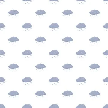 Raining clouds seamless pattern on white background Stock Illustration