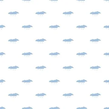 Raining clouds seamless pattern on white background Stock Illustration