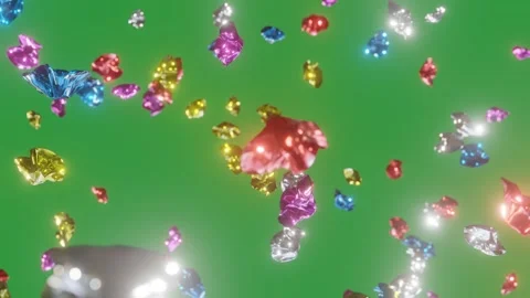 Raining colorful abstract particles on green screen Stock Footage 316913541