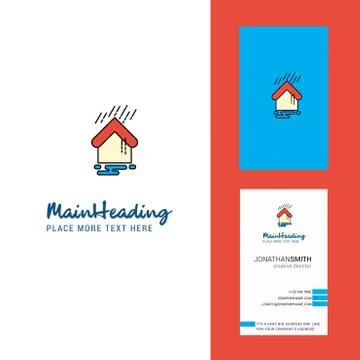 Raining Creative Logo and business card. vertical Design Vector Stock Illustration