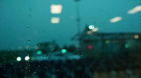 Raining day mood. water drops on glass window. rain background Stock Footage 40657560