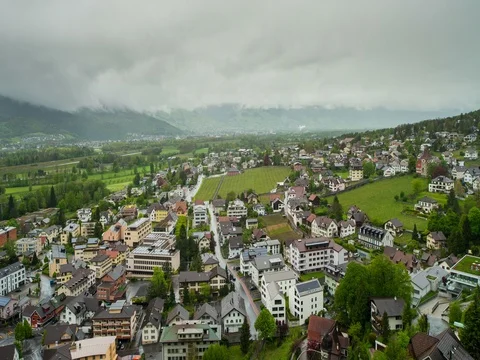 Raining day in Vaduz, Liechtenstein Stock Footage 80317398