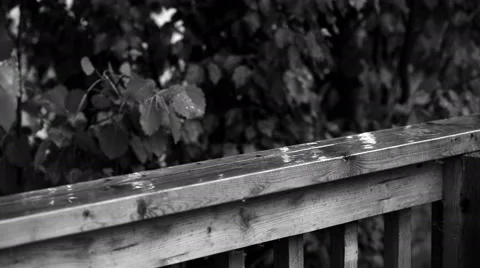 Raining on the deck in monochrome Stock Footage 51139803