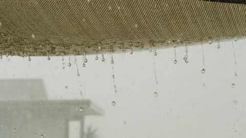 Raining falling on a house verandah, deck, Newcastle, Australia Stock Footage 163384691