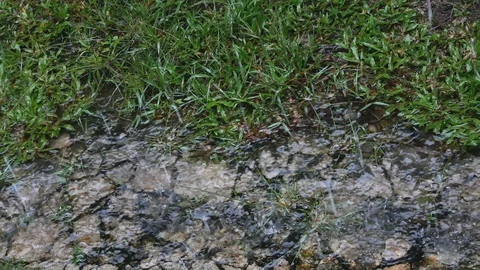 Raining on the ground with water splash. 動画素材 90445956