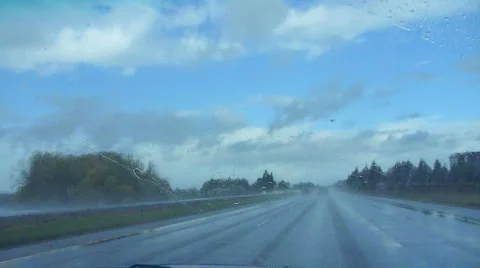 Raining on the Highway Stock Footage 5458818