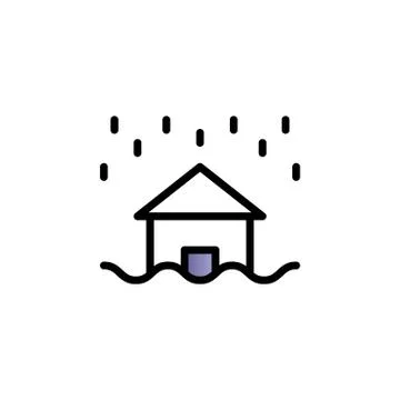 Raining, house color gradient vector icon Stock Illustration
