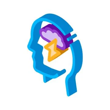 Raining Lightning Cloud In Silhouette Mind Vector Illustrazione stock