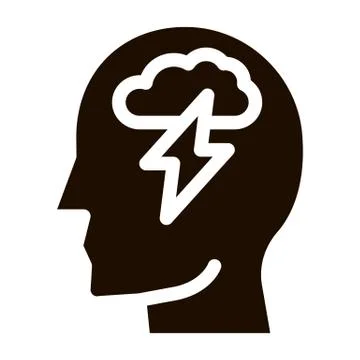 Raining Lightning Cloud In Silhouette Mind Vector Illustrazione stock