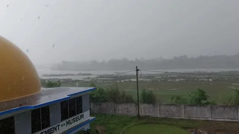 Raining over the Ajay  river Stock Footage 221145993