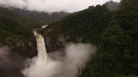 Raining over San Rafael Falls in Ecuador Stock-Footage 90308538