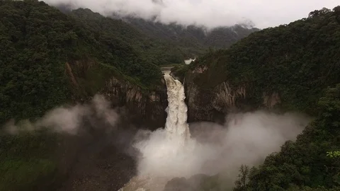 Raining over San Rafael Falls Stock Footage 90309071