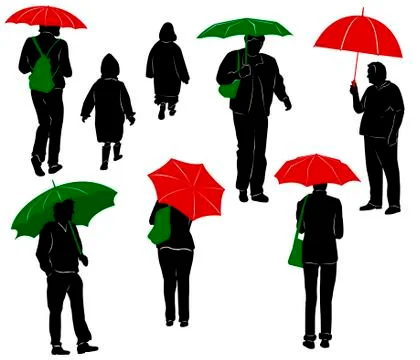 Raining. People under umbrellas. Stock Illustration