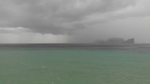 Raining on Phi Phi Le Island Stock Footage 260407968