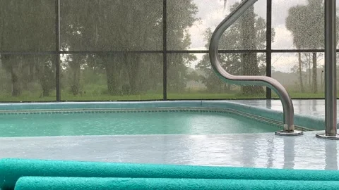 Raining Pool Countryside Low Angle 4k 스톡 동영상 211877752